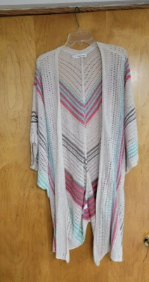 Cárdigan MAURICE'S 2-3 Multicolor Estampado a Rayas Suéter Abierto Plumero Manga Corta Foto 1 de 4