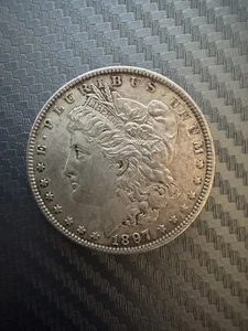1897-P Morgan Silver Dollar ALMOST UNCIRCULATED Silver Morgan Dollar #195 - Picture 1 of 2
