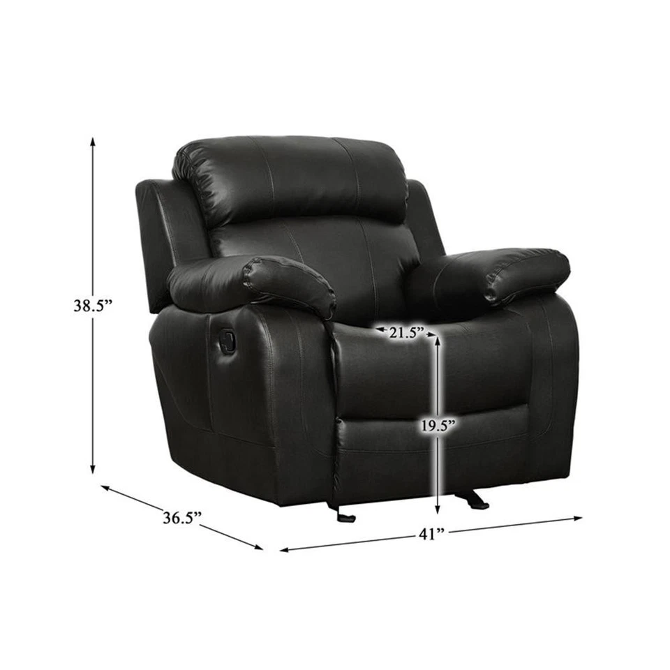 Lexicon Marille Traditional Faux Leather Glider Reclining Chair in Black - Image 1 of 4