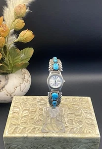 Vintage Robert and Bernice Leekya - Zuni Sterling Silver Turquoise Watch - Picture 1 of 8