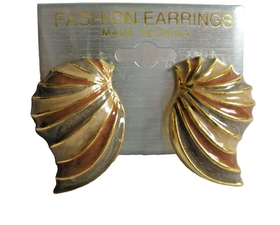 Orecchini clip a forma di conchiglia vintage anni 90 smalto multicolore... - Immagine 1 di 4