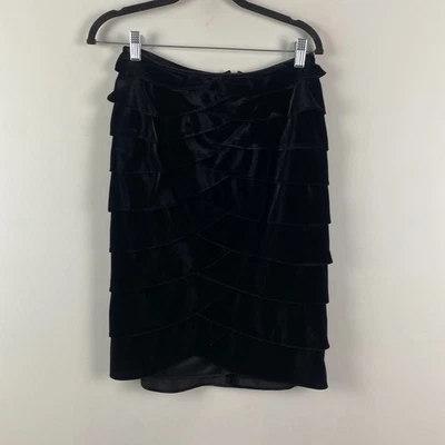 Falda Adrianna Papell para mujer 6 terciopelo negro en capas lápiz hasta la rodilla Foto 1 de 4