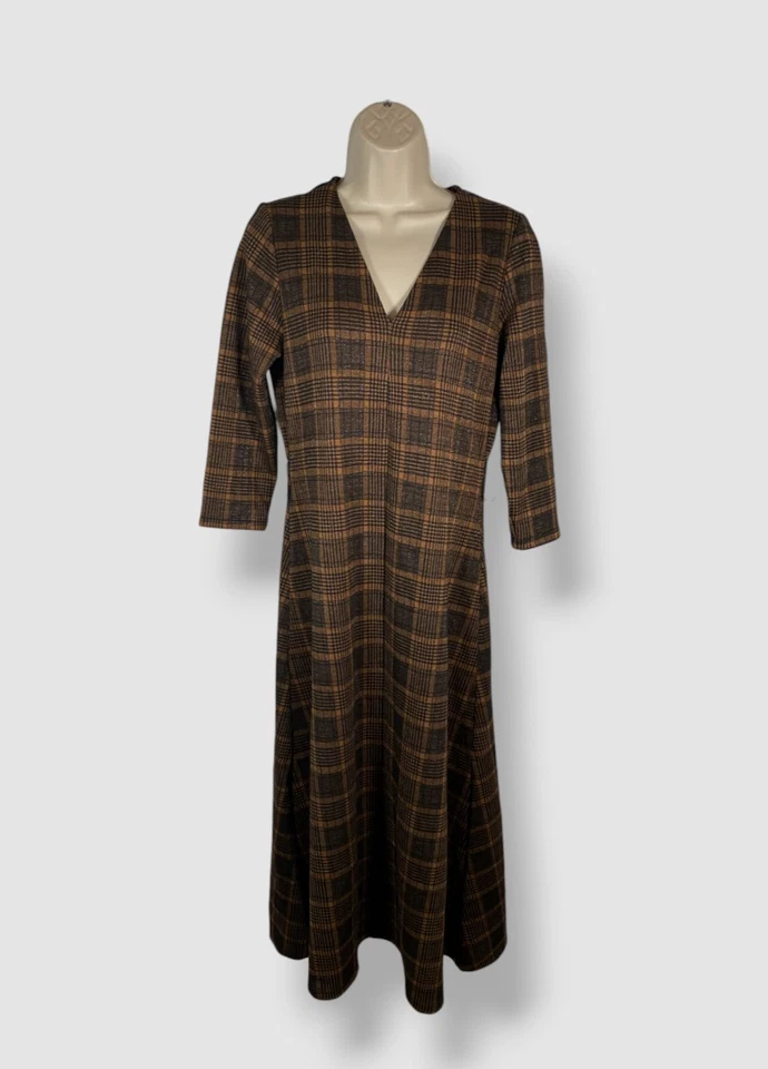 MSK Women's Brown Knit Plaid Midi Dress Plus Size 1X