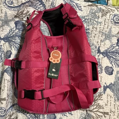 Chaleco salvavidas Kuoser XL para perro, chaleco salvavidas grande de alta flotación para nadar rosa Foto 1 de 4