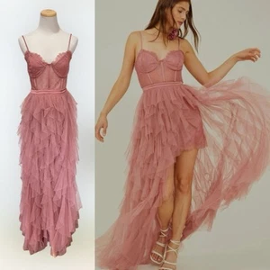 Altar’d State Evelinah große Rüschen Tüll Maxikleid Dusty Rose Abschlussball Abendkleid - Bild 1 von 20