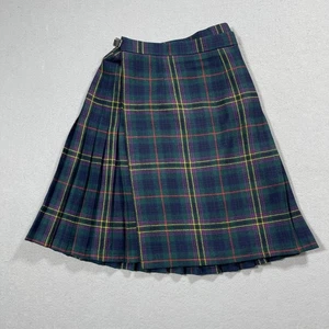 Jane Marcus Kennedy Tartan Plaid Wool Kilt Skirt Women 26 Waist Green Ireland - Picture 1 of 10