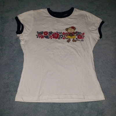 Camiseta So GSJC Vintage Años 90 Y2K Años 2000 Timbre Juniors Pequeña Hula EE. UU. Mono Hawaiano Foto 1 de 4