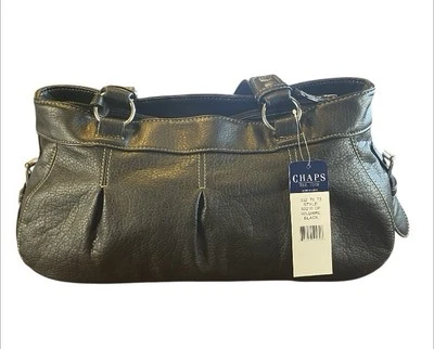 Chaps Women's Hand Bag Faux Leather Satchel Black Lots of pockets With straps - Image 1 of 4