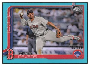 2025 Topps Chrome Aqua Refractor Rafael Devers #127 #187/199 Boston Red Sox - Imagen 1 de 2