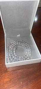 4mm Real MOISSANITE Illusion Set Tennis Chain Necklace 925 Silver Passes Tester - Picture 1 of 2
