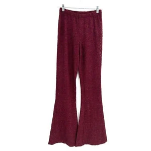 NWT CHASER Burgundy Lace Pull On Stretch Waist Bell Bottom Wide Leg Pants - Picture 1 of 6
