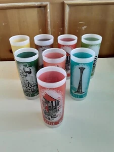 Seattle World's Fair 1962 Souvenir Glasses, Set of 8 Frosted Highball Tumblers - Picture 1 of 9