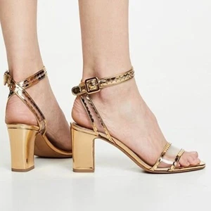 Tabitha Simmons Leticia Frill Gold Sandals 10.5 - Picture 1 of 9