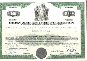 Glen Alden Corporation $1000 Debenture bond dated 1960's - Picture 1 of 1