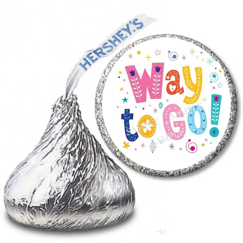 108 etiquetas adhesivas Way To Go Congrats Hershey Kiss graduación favores caramelo beso Foto 1 de 1