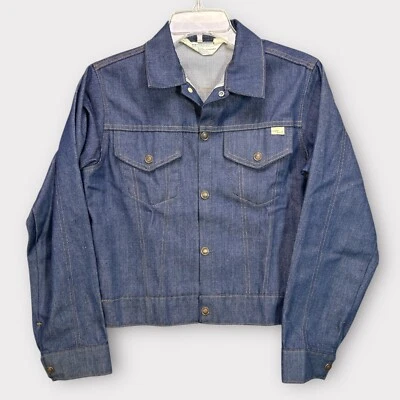 vtg JCPenney BOYS L Jean Jacket Super Denim Trucker 70s/80s Selvedge Womens XS - Image 1 of 4