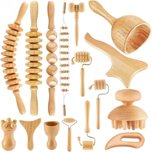 Wood Therapy Massage Tools Body Shaping Lymphatic Drainage beauty Roller Gua Sha - Picture 1 of 17