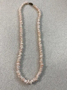 Natural Puka Shell Necklace ~ Jewelry ~ Hawaiian/Surfer ~ Peach Shell Necklace - Picture 1 of 8