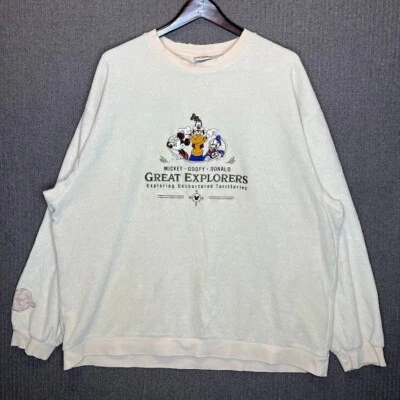 Moletom The Disney Store masculino 2XL bege bordado vintage Mickey - Imagem 1 de 4