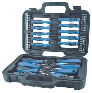 Streetwize Blue & Black Slot Flat Pozi 58pc Screwdriver and Bit Set in Tool Case - Picture 1 of 1