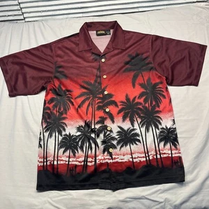 Vintage 80s ODO Hawaiian Shirt Mens Large All Over Print Cruise Wear Casual - Picture 1 of 8