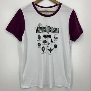 Disney T-Shirt Women's 2X White Maroon Ringer Tee Haunted Mansion - Picture 1 of 8