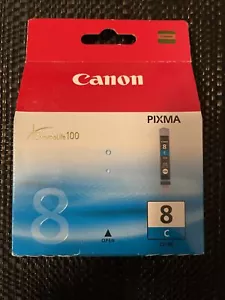 Genuine Canon Chroma life 100 Pixma Printer Ink Cartridge 8 Cyan CLI-8C Sealed - Picture 1 of 2
