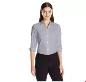 Foxcroft NYC Damen Pinpoint Oxford Stretch Popeline Bluse, silber, XL - Bild 1 von 10