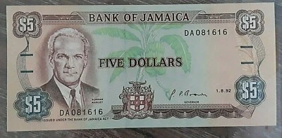 Billet de 5 Dollars de la Jamaïque 1992  neuf - Photo 1/2