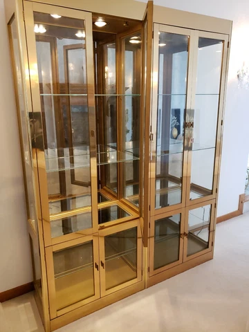 Spectacular Mastercraft Cabinet With Glass Shelves, solid brass 2 available Cover