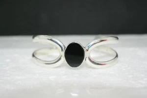 Vintage Mexico TL-105 950 Sterling Silver Black Onyx Bracelet 20.6GR - Picture 1 of 6
