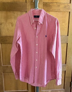 Ralph Lauren Custom Fit Button-Down  Shirt L Embroidered Polo  Navy - Picture 1 of 6