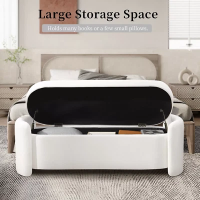 Storage Velvet Ottoman Bench Upholstered Fabric Storage Bench End of Bed Stool - Image 1 of 4