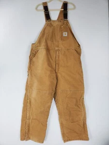 Salopette Carhartt uomo 42X26 marrone tela foderata bavaglini doppio ginocchio abbigliamento lavoro casual - Foto 1 di 13