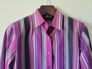 Foxcroft Womens Shirt Size 8 Non-Iron Classic Long Sleeve Button Up Striped - Picture 1 of 7