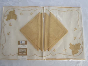 1950s Imperial Linen 8 Piece Luncheon Set Belgian (old stock) "ANITQUE GOLD" - Picture 1 of 2