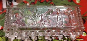 Victorian Sowerby Glass Posy Trough Nursery Rhyme "Oranges & Lemons" Beaded Base - Picture 1 of 8
