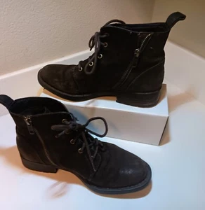Born Shoes F06206 Troye Brown Suede Lace Up Ankle Boots Womens Size 5M Side Zip - Picture 1 of 11