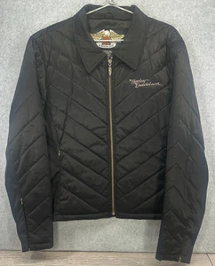 Vintage Harley Davidson Steppjacke schwarz mit Stickerei, rotes Herz hinten Wms XL - Bild 1 von 18