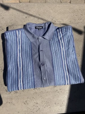 Stacy Adams Knit Woven Men’s Shirt 4XL Gray Stripes Retro LS NWOT - Image 1 of 4