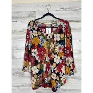 Shopin LA Women's M/L burgundy floral boho short sleeve top blouse new shirt - Picture 1 of 5