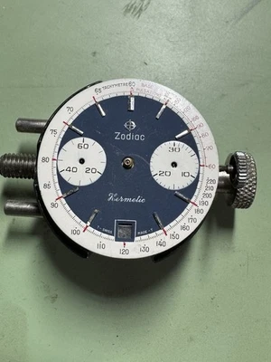 Movimiento Cronógrafo Hermético Zodiaco Esfera VALJOUX 236 Panda Azul y Blanco. Foto 1 de 4