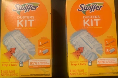 Kits iniciais Swiffer Duster alça curta com 1 alça e 5 espanadores cada. Lote de 2 - Imagem 1 de 4
