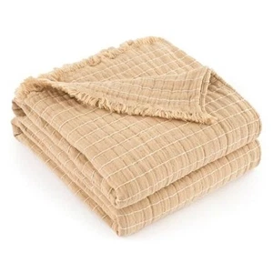 100% Cotton Muslin King Size Throw Blanket for Bed Gauze Fall Blankets - Picture 1 of 7