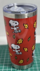 Peanuts Snoopy Stainless Steel Travel Tumbler W/ Lid Fall Oak Leaves Red - Picture 1 of 5