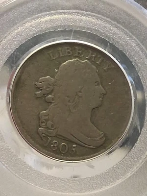 1805 PCGS VG10 Small 5 No Stems 1/2C - Image 1 of 4