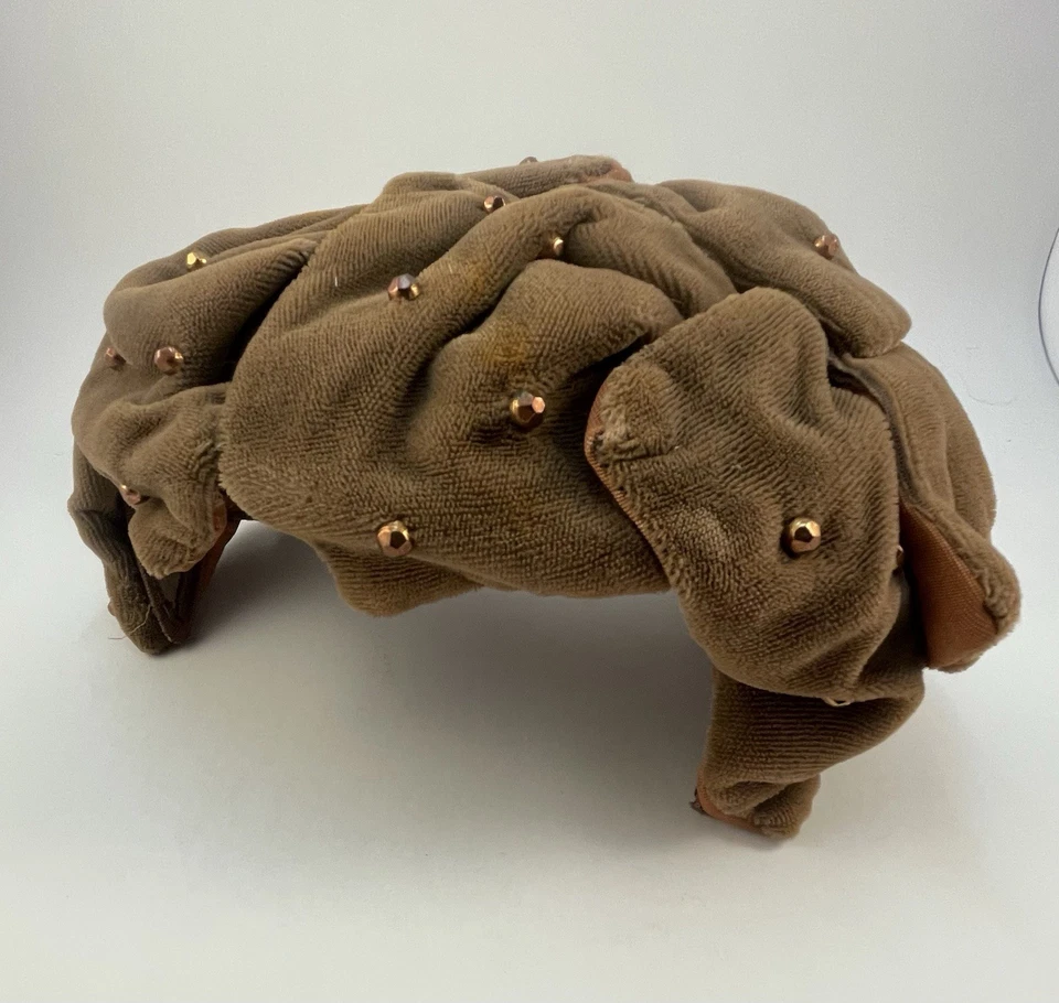 复古铆钉时尚 Fascinator Union Made 棕色丝绒天鹅绒 — 第 1/4 张图片