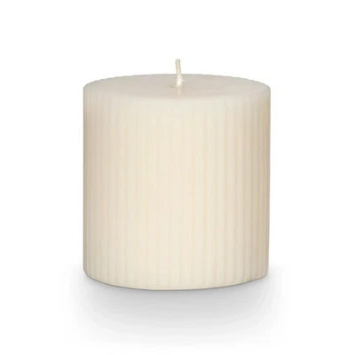 NEW Illume Winter White Ribbed Pillar Candle - Holiday Gifts - Image 1 of 4