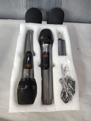  Wireless Microphone Rechargeable MIicrophone Dual Handheld Microphone System  - Image 1 of 4