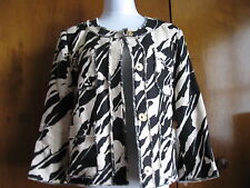 Michael Kors Women's Linen Beige Black Snap on Buttons Blazer Size 14